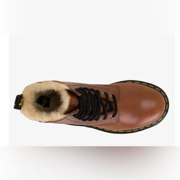 Dr. Martens‎ 1460 Serena Saddle Tan Faux Fur-Lined lace up Leather Boots size 10