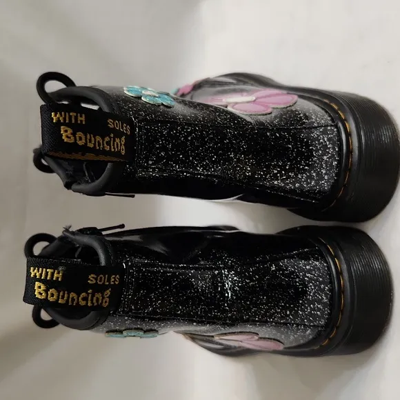 Dr. Martens 1460J Floral Glitter Patent Leather Lace-up boots (size 3)
