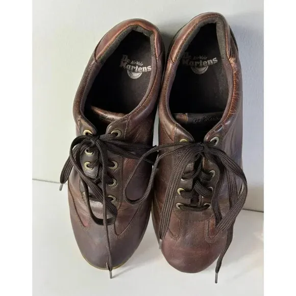 Dr Martens Air Wair KALEB Mens Lace Up Leather Classic Sneaker Shoes Brown Sz 10