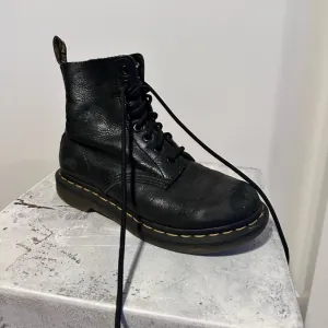 Dr martens black leather platform lace up ankle boots booties 5