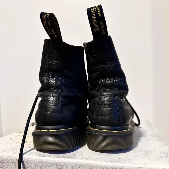 Dr martens black leather platform lace up ankle boots booties 5