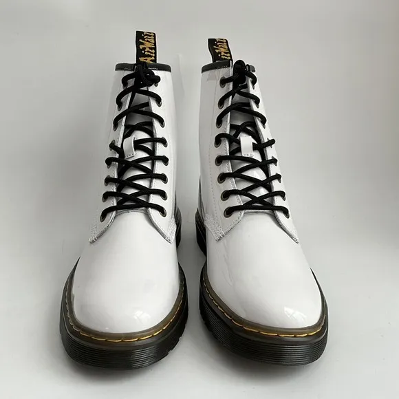 Dr. Martens Bootie Size 9M White Zavala Patent Leather 8-Eye Boots