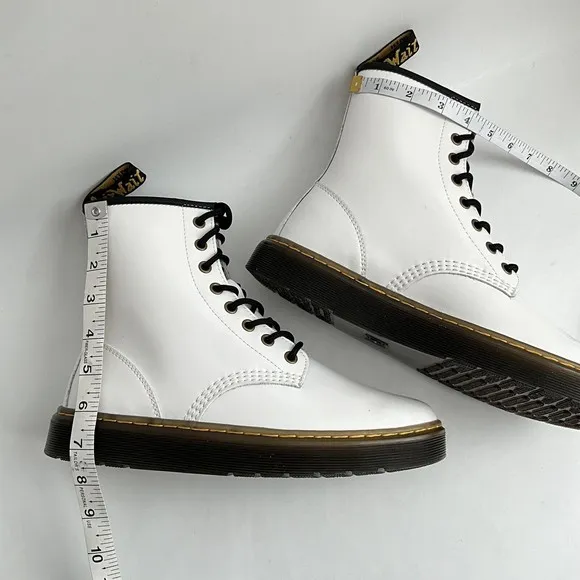 Dr. Martens Bootie Size 9M White Zavala Patent Leather 8-Eye Boots