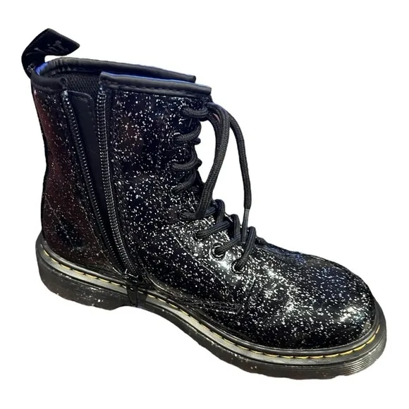 DR. MARTENS JUNIOR 1460 GLITTER COSMIC LACE UP BOOTS 3