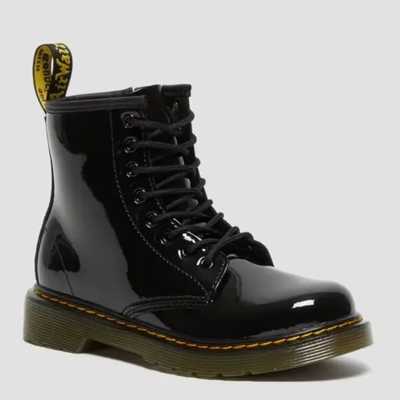 Dr. Martens JUNIOR 1460 PATENT LEATHER LACE UP BOOTS - Black