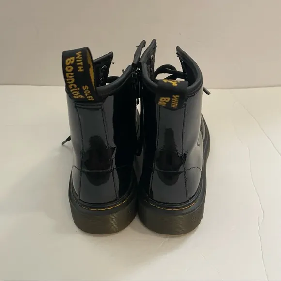 DR MARTENS - Junior 1460 Patent Leather Lace Up Inner Ankle Zipper Boots-Size 3