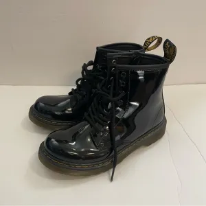 DR MARTENS - Junior 1460 Patent Leather Lace Up Inner Ankle Zipper Boots-Size 3