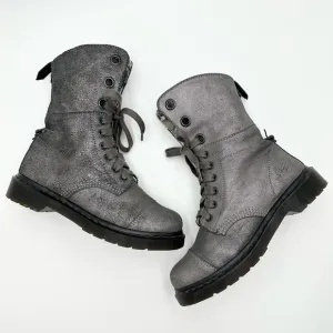 Dr. Martens Metallic Silver Leather Aimilie Lace Up Foldover Boot