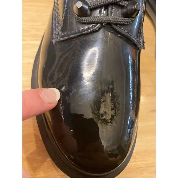Dr. Martens pascal stud black patent leather lace up ankle boots
