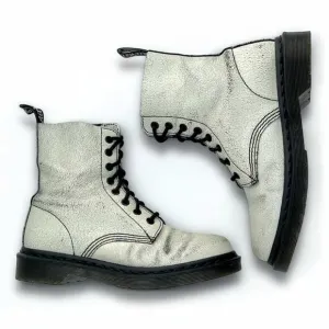 Dr. Martens Pascal UK5/US7 1460 8-Eye Black White Rub-Off Cristal Suede Crackle