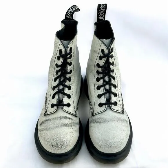 Dr. Martens Pascal UK5/US7 1460 8-Eye Black White Rub-Off Cristal Suede Crackle