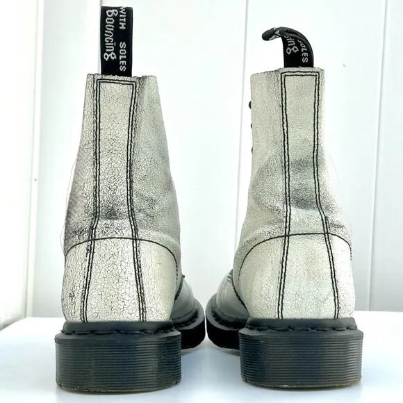 Dr. Martens Pascal UK5/US7 1460 8-Eye Black White Rub-Off Cristal Suede Crackle