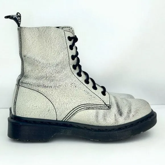 Dr. Martens Pascal UK5/US7 1460 8-Eye Black White Rub-Off Cristal Suede Crackle