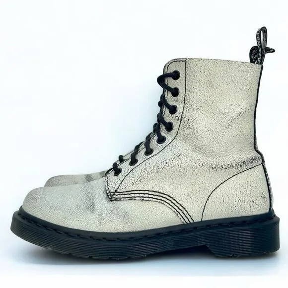 Dr. Martens Pascal UK5/US7 1460 8-Eye Black White Rub-Off Cristal Suede Crackle