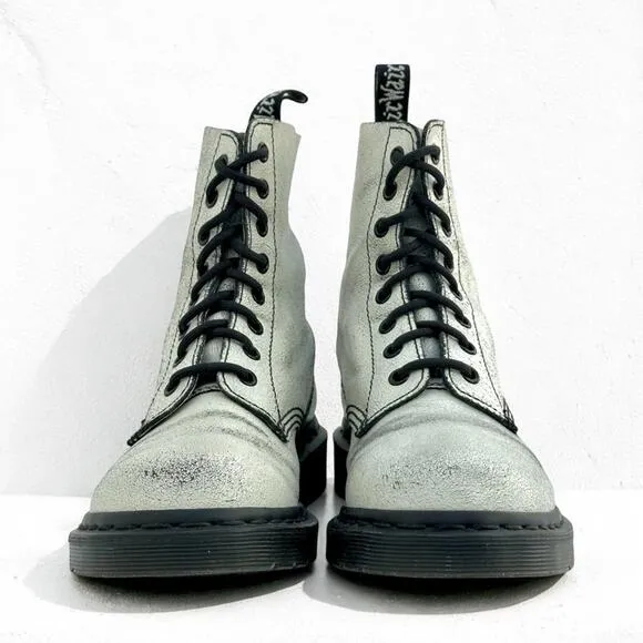 Dr. Martens Pascal UK5/US7 1460 8-Eye Black White Rub-Off Cristal Suede Crackle