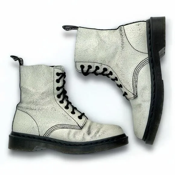 Dr. Martens Pascal UK5/US7 1460 8-Eye Black White Rub-Off Cristal Suede Crackle