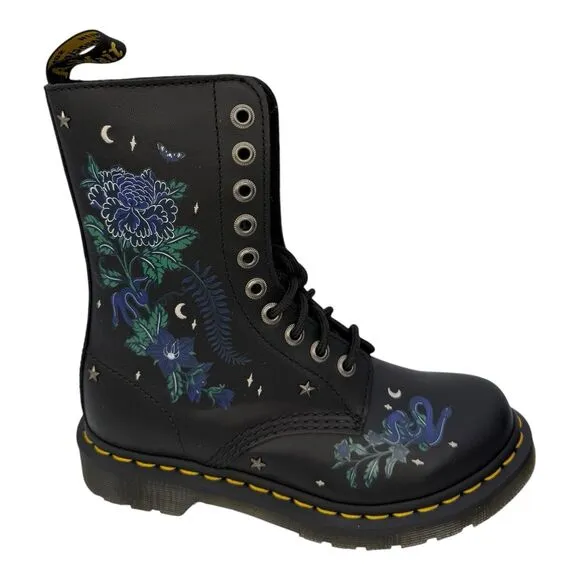 Dr. Martens Sinclair Floral Mystic Garden Black Leather Boots Womens Size 6L