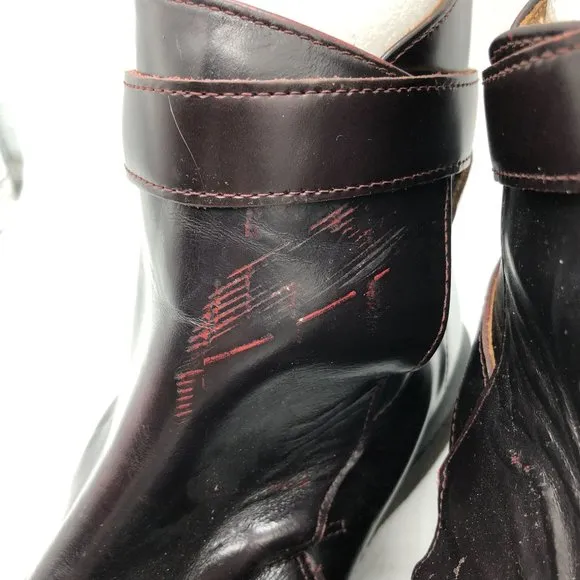 Dr Martens Teresa Ankle Boots Leather Burgundy Red Womens 8