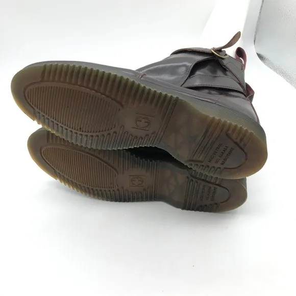 Dr Martens Teresa Ankle Boots Leather Burgundy Red Womens 8
