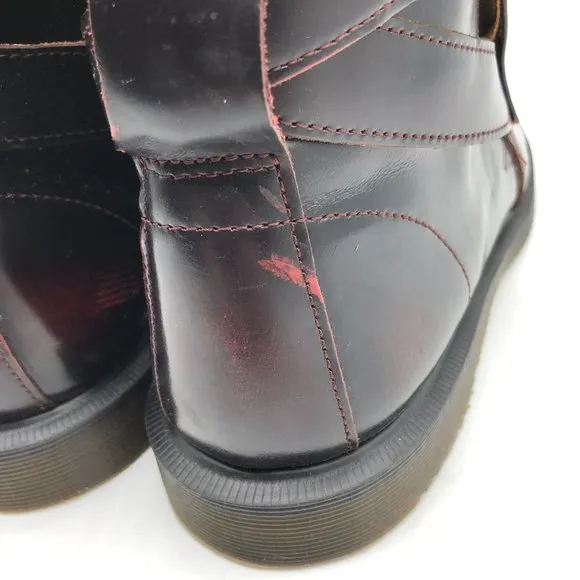 Dr Martens Teresa Ankle Boots Leather Burgundy Red Womens 8