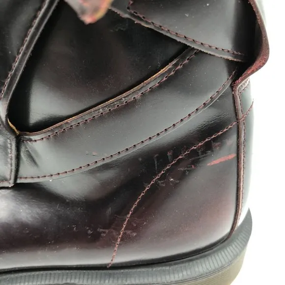 Dr Martens Teresa Ankle Boots Leather Burgundy Red Womens 8