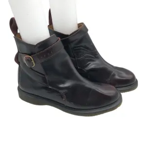 Dr Martens Teresa Ankle Boots Leather Burgundy Red Womens 8