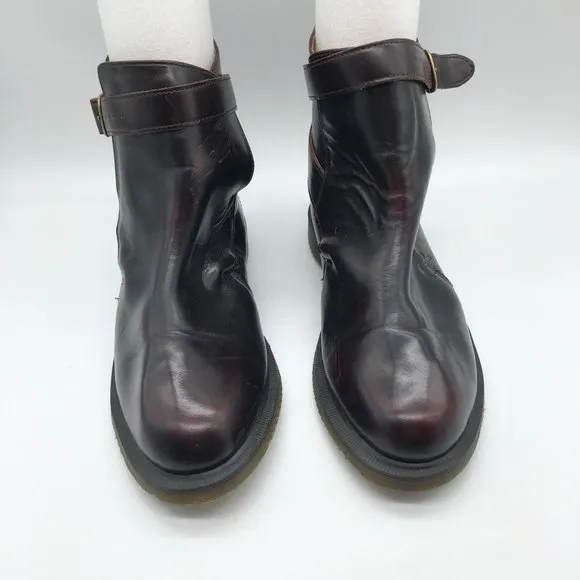 Dr Martens Teresa Ankle Boots Leather Burgundy Red Womens 8