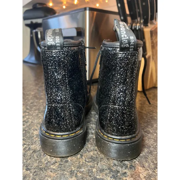 Dr. Martens Unisex-Child 1460 Black Glitter Lace Up Fashion Boot