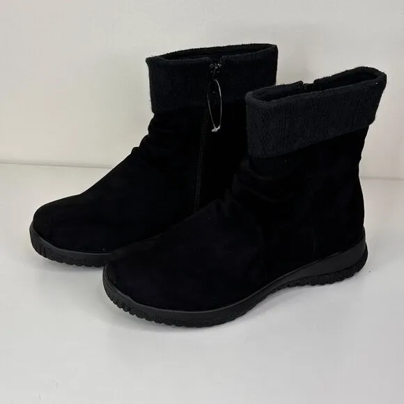 Drew Womens Black Ankle Boots With Fabric Upper &amp; Manmade Balance Size 8.5W