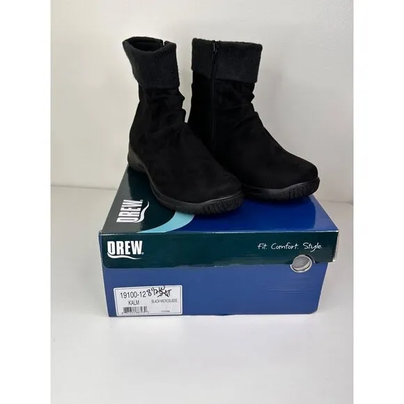 Drew Womens Black Ankle Boots With Fabric Upper &amp; Manmade Balance Size 8.5W