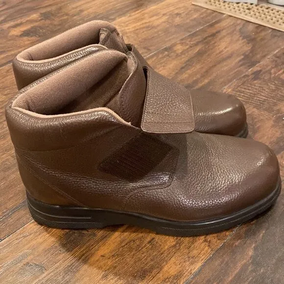 Drew Big Easy Boot Shoe Sz 12 4W Wide Brown Pebbled Leather 44858-88 EUC
