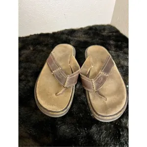 Dr. Martens Thong Sandals Men’s US 14 Brown Leather Flip Flops Air Cushion Soles