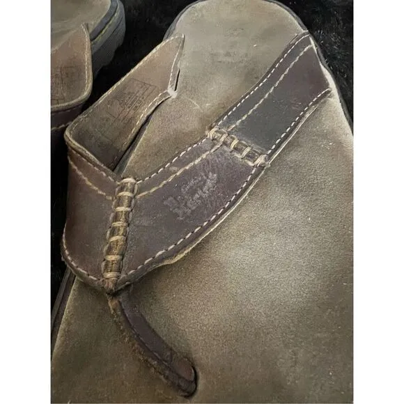 Dr. Martens Thong Sandals Men’s US 14 Brown Leather Flip Flops Air Cushion Soles