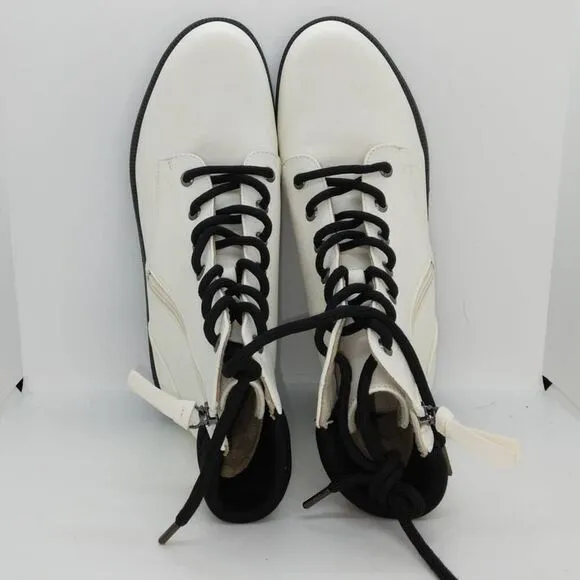 Dr. Scholl's NEW Women's White Fashion Round Toe Combat Boots - sz. 8 1/2M