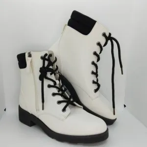 Dr. Scholl's NEW Women's White Fashion Round Toe Combat Boots - sz. 8 1/2M