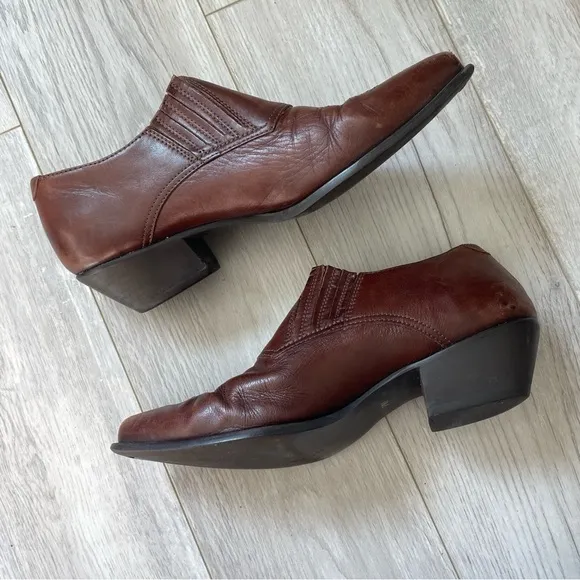 Durango Leather Pointed Toe Cowboy Western Ankle Boots Brown (size 7) festival