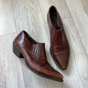 Durango Leather Pointed Toe Cowboy Western Ankle Boots Brown (size 7) festival