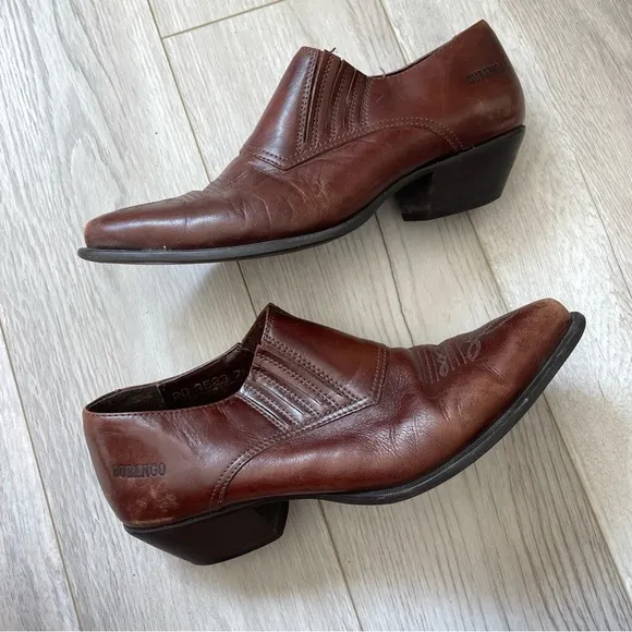 Durango Leather Pointed Toe Cowboy Western Ankle Boots Brown (size 7) festival