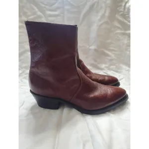 Durango Men's Brown Full Grain Leather Side Zip Western Ankle Boots Size 12D
