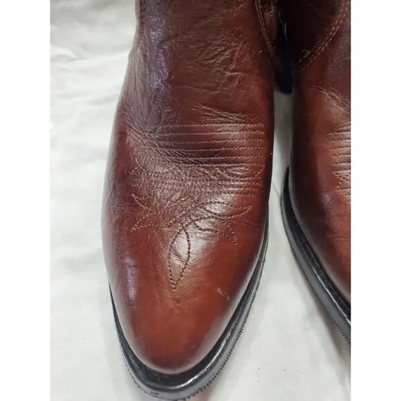 Durango Men's Brown Full Grain Leather Side Zip Western Ankle Boots Size 12D