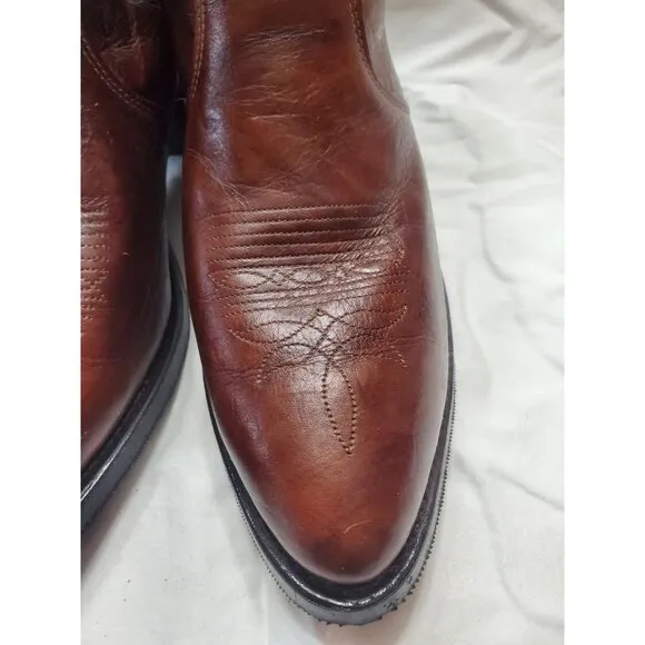 Durango Men's Brown Full Grain Leather Side Zip Western Ankle Boots Size 12D