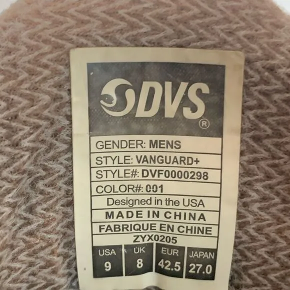 DVS Vanguard  Men's Black Skateboard Boots Size 9