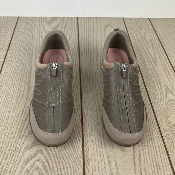 Easy Spirit Be Strong 2 Zipper Front Walking Sneakers Shoes 12M Taupe $70