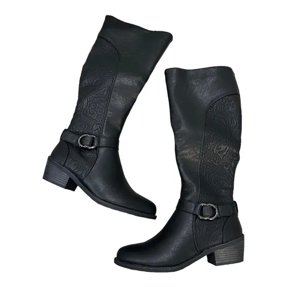 Easy Street Luella Boots Tall Fashion Black Knee High Tall Size 7.5 M NIB
