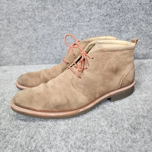 ECCO Biarritz Men’s Leather Chukka Boots Tan EUR 45 Lace-up Comfortable 11-11.5