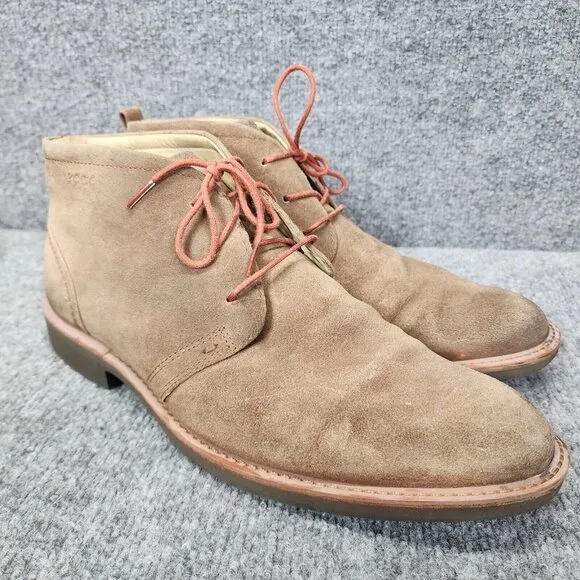 ECCO Biarritz Men’s Leather Chukka Boots Tan EUR 45 Lace-up Comfortable 11-11.5
