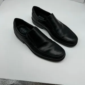 ECCO Men London Round Toe Slip on Loafer Size EU 47/US 13-13.5 Black Leather EUC