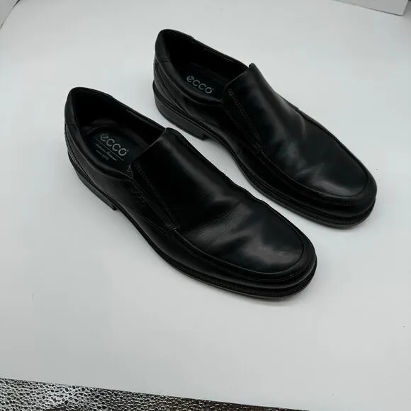 ECCO Men London Round Toe Slip on Loafer Size EU 47/US 13-13.5 Black Leather EUC
