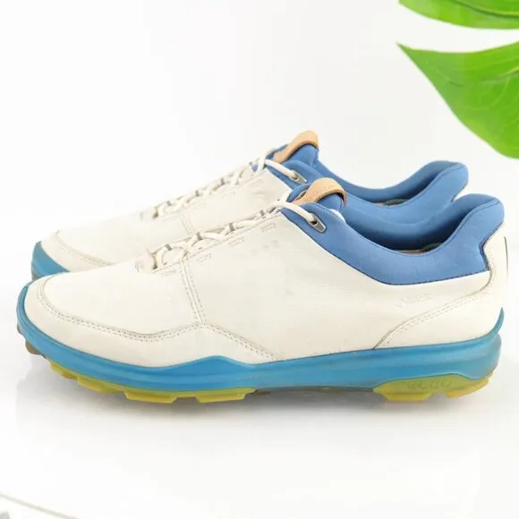 Ecco Mens Biom Hybrid 3 Golf Shoes Size 8 Waterproof White Yak Leather GoreTex