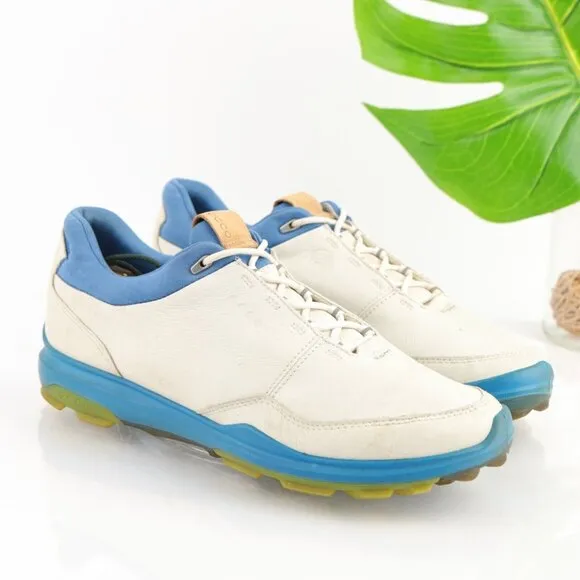 Ecco Mens Biom Hybrid 3 Golf Shoes Size 8 Waterproof White Yak Leather GoreTex